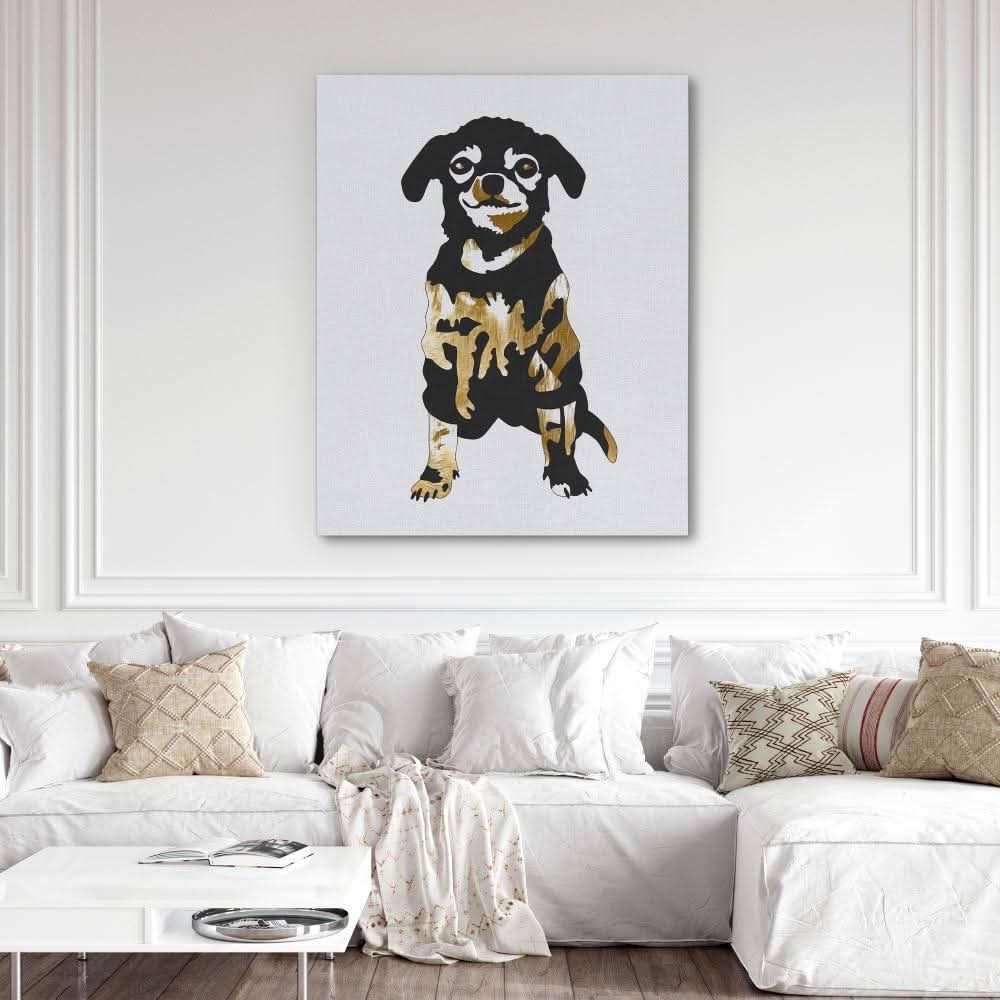 Stylish Chihuahua - Black and Gold Wall Art for Women’s Office Art