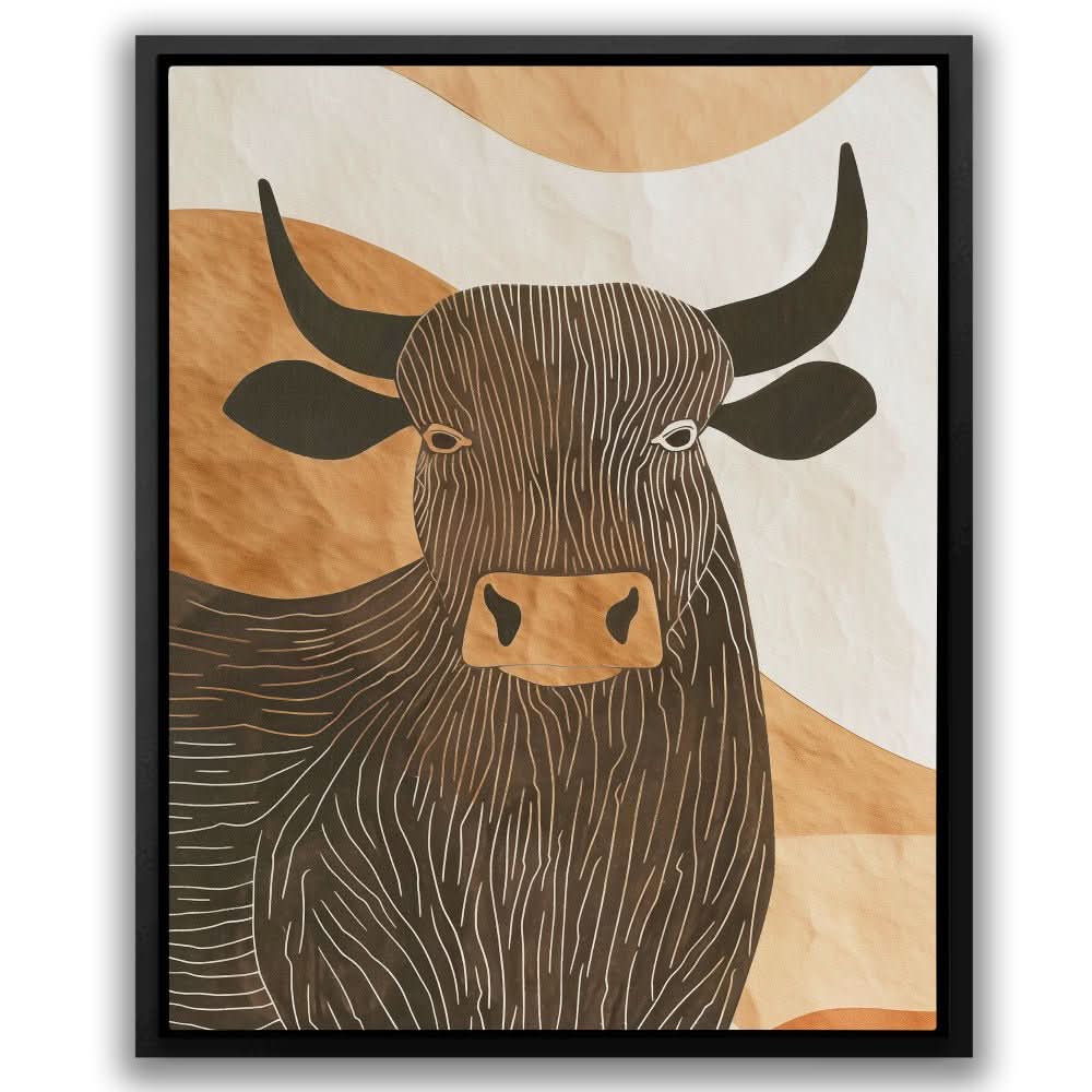 Subtle Bull - Bull Wall Art in Black Frame