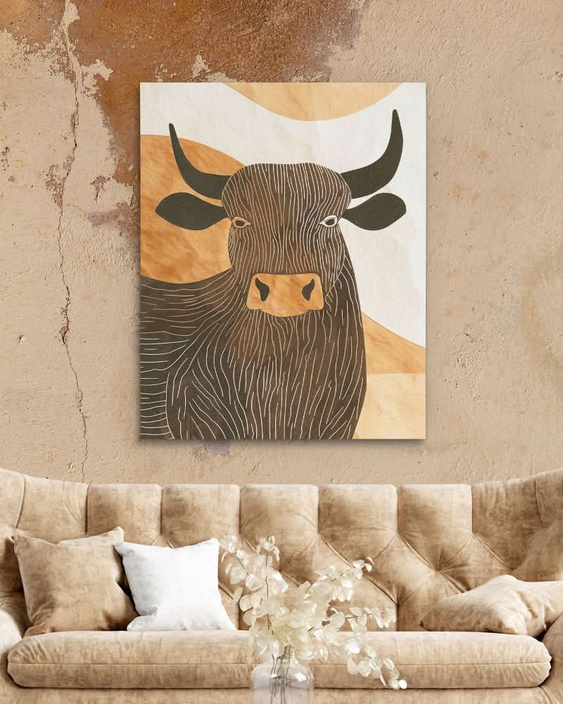 Subtle Bull - Large Minimalist Canvas Print