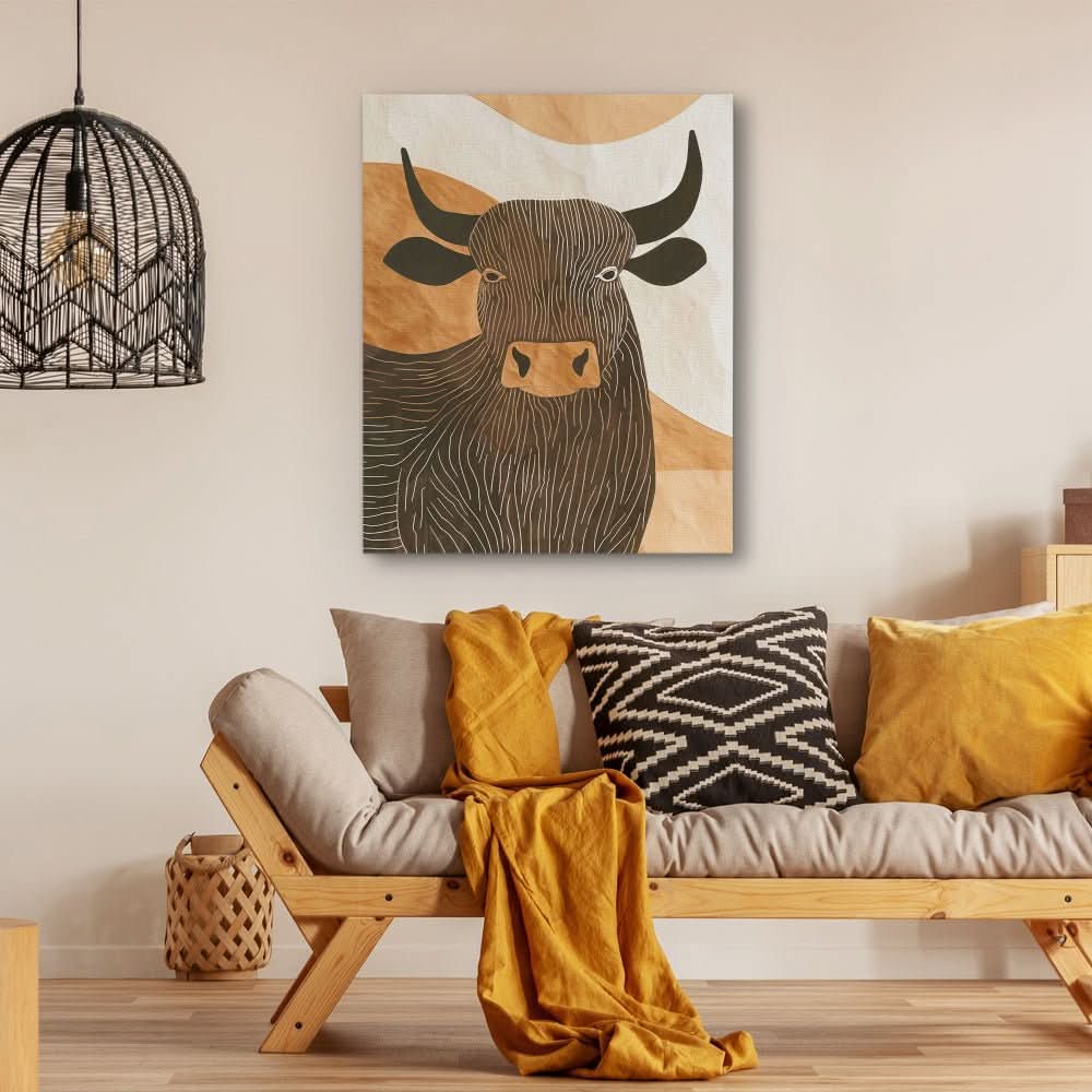 Subtle Bull - Brown Wall Art for Hallway