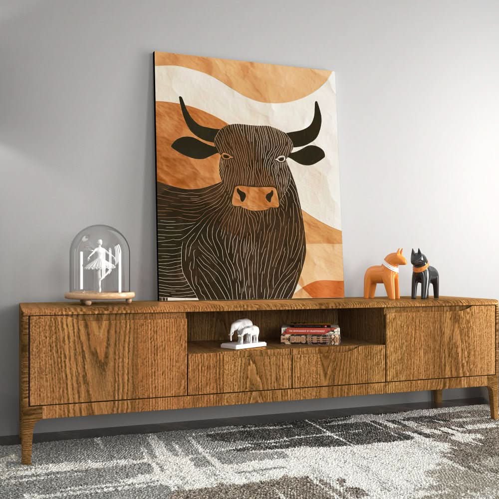 Subtle Bull - Brown Bull Canvas Print