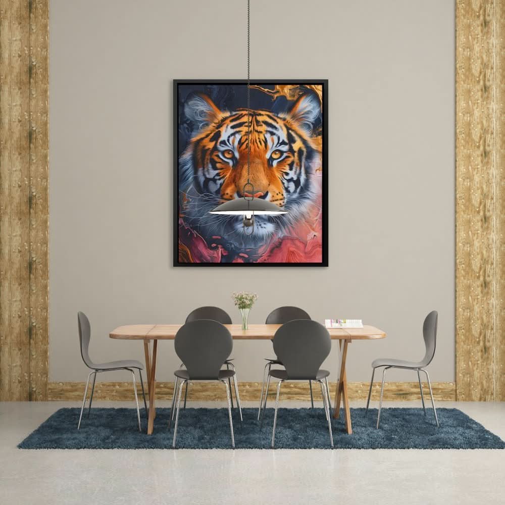 Subtle Tiger - Big Cat Wall Art in Black Frame