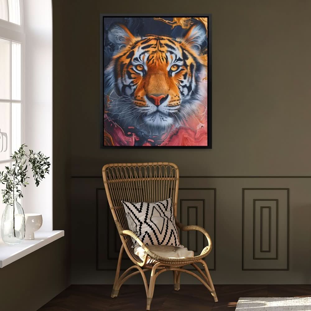 Subtle Tiger - Modern Wall Art in Black Frame
