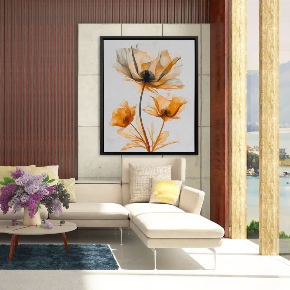 Sun-Kissed Petals - Wall Art in Black Frame