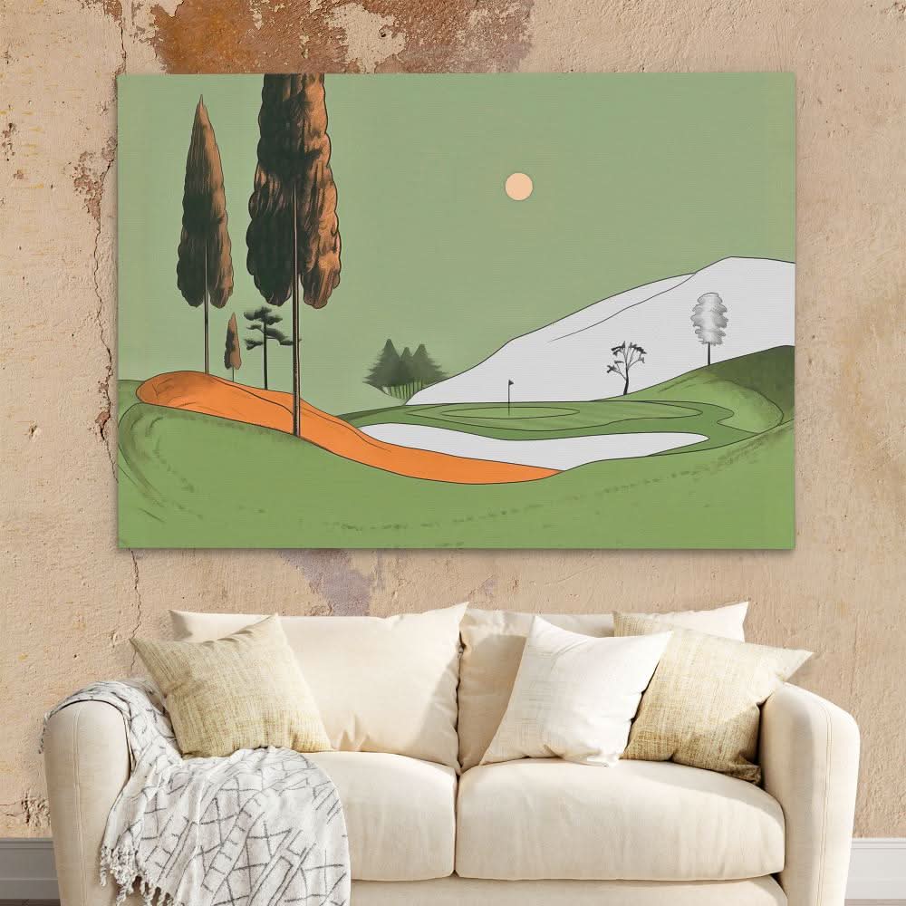 Sunday Golf - Green Canvas Wall Art