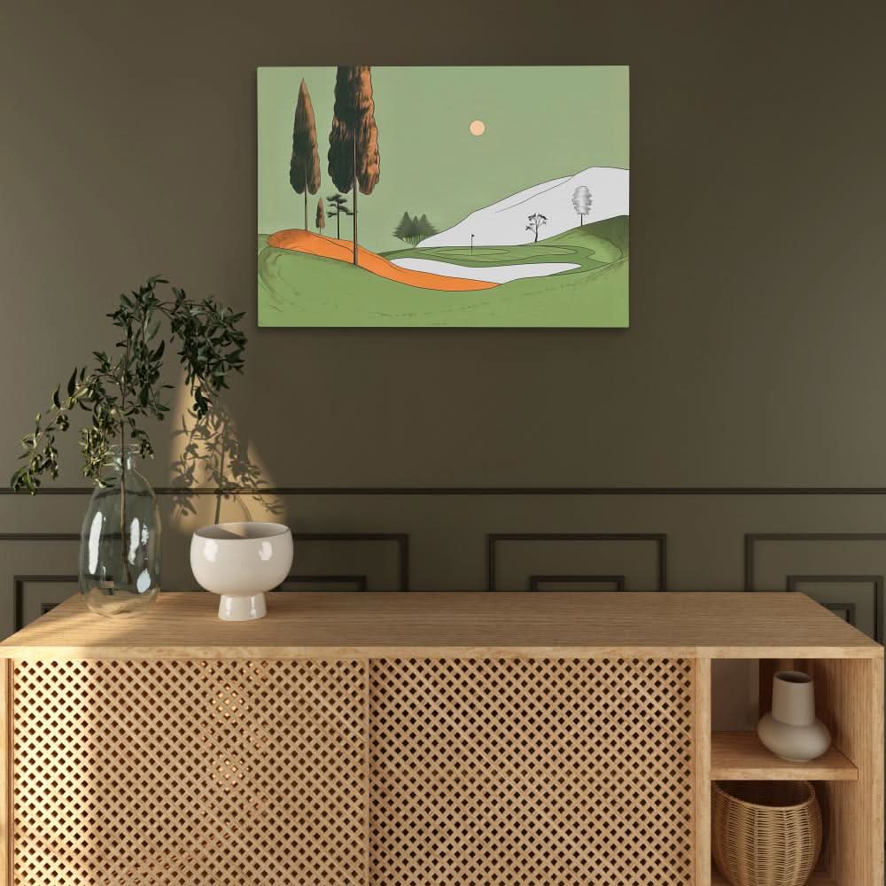 Sunday Golf - Landscapes Wall Art in Black Frame
