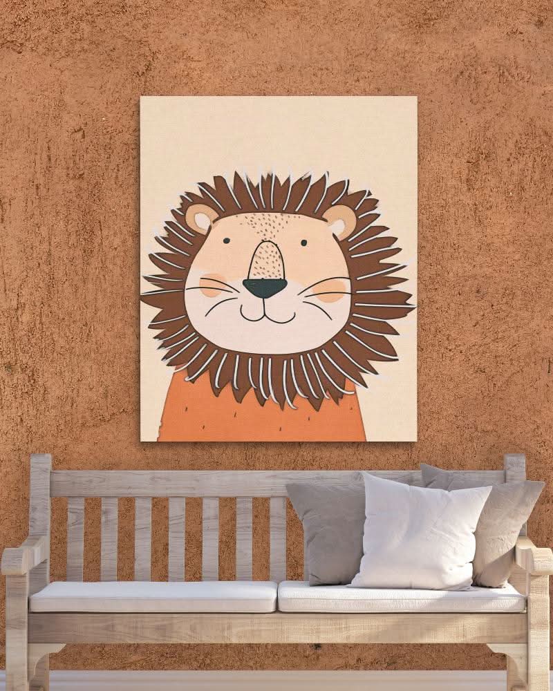 Sundown Lion - Beige Lion Canvas Print
