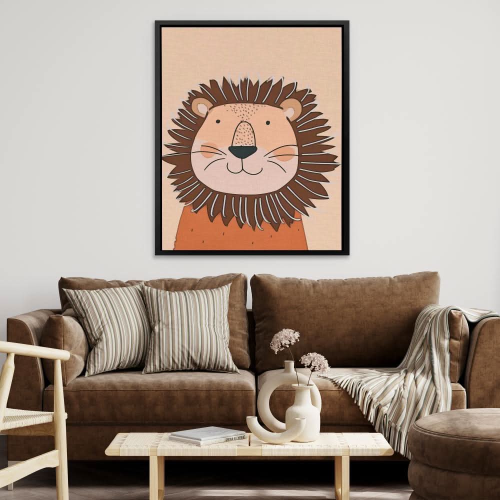 Sundown Lion - Wall Art in Black Frame