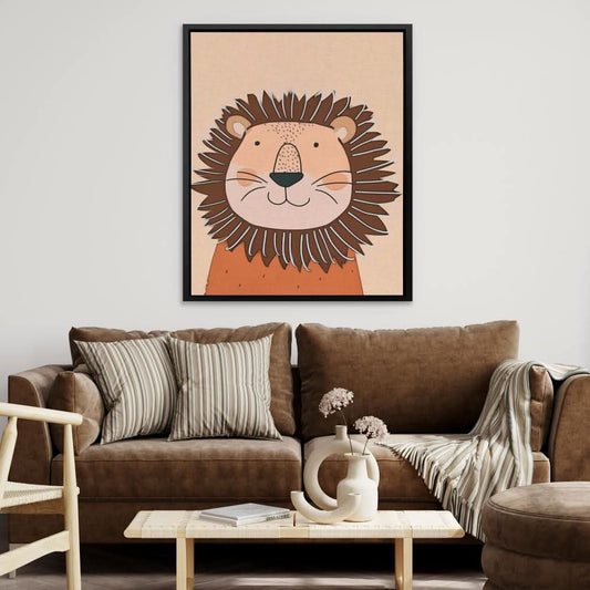 Sundown Lion - Wall Art in Black Frame