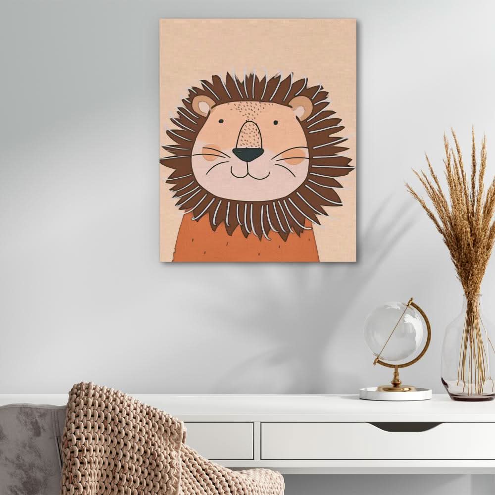 Sundown Lion - Beige Wall Art for Nursery