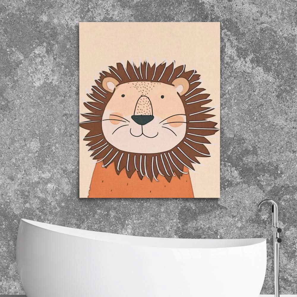 Sundown Lion - Beige Canvas Wall Art