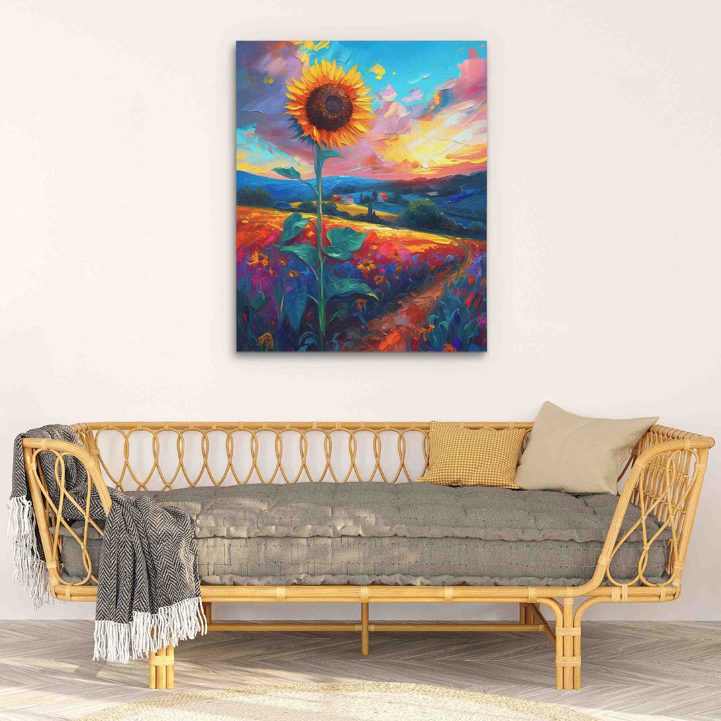 Sunflower Field - Wall Art in Black Frame
