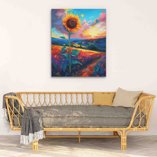 Sunflower Field - Wall Art in Black Frame