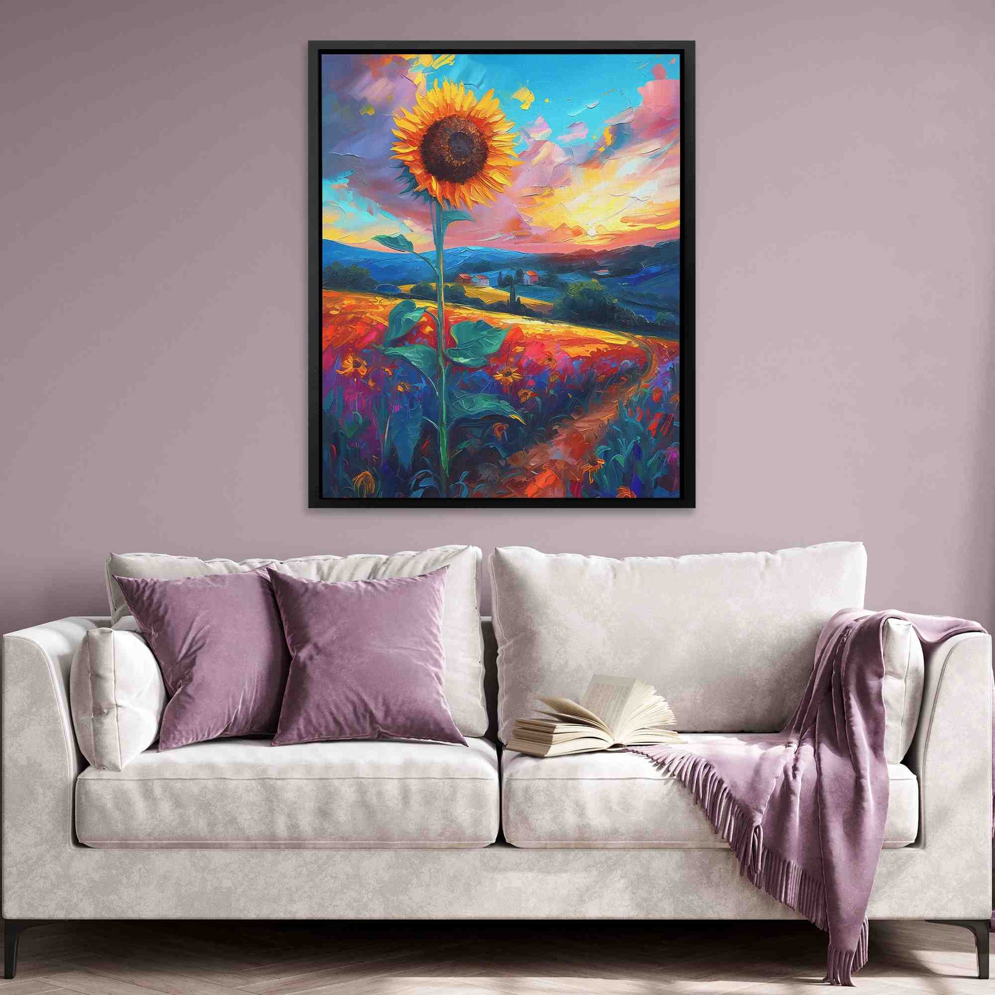 Sunflower Field - Colorful Floral Canvas Print