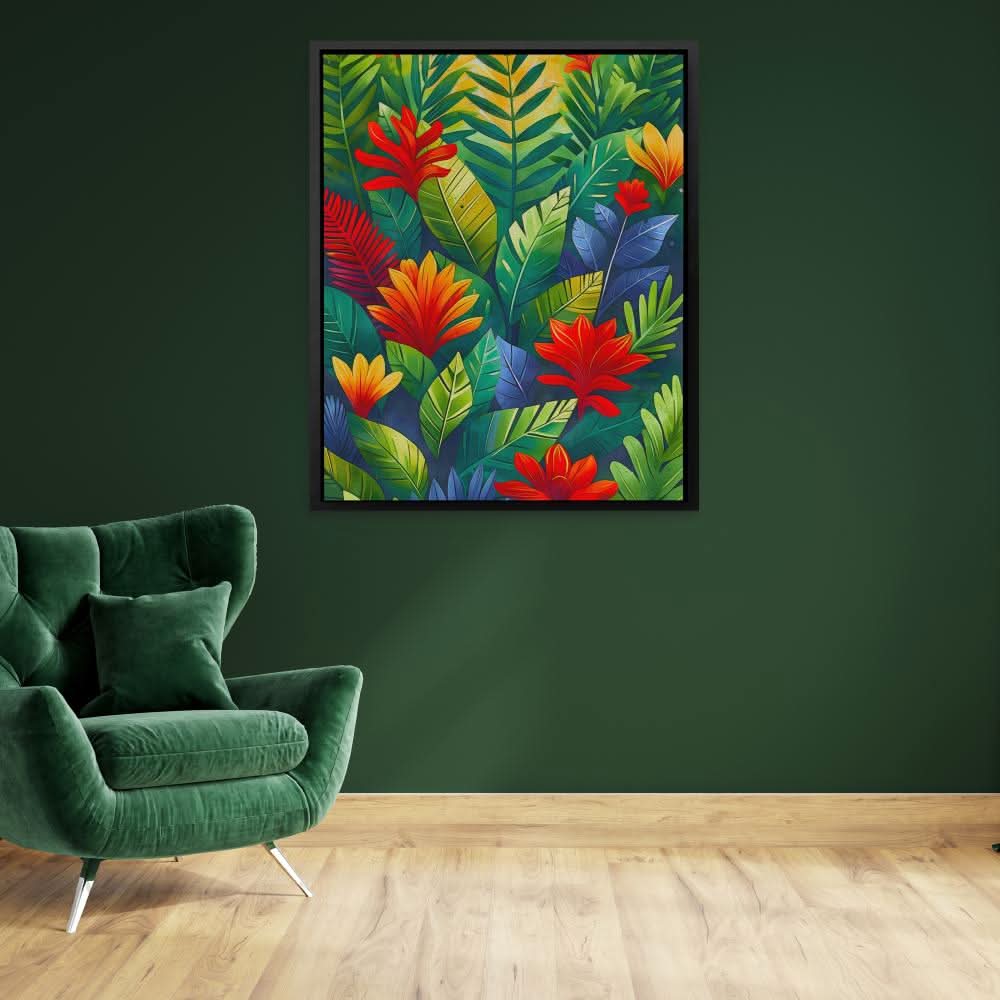 Sunlit Bloom - Green Canvas Wall Art