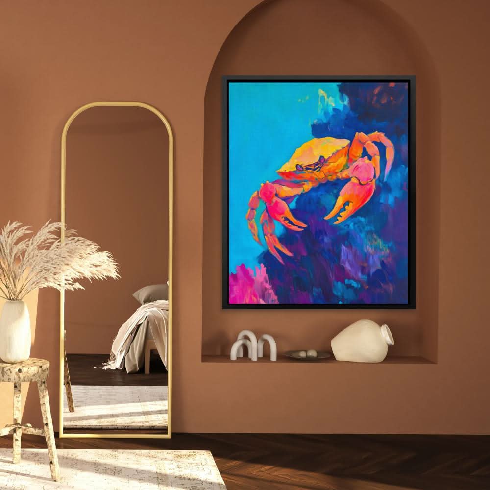 Sunlit Coral Crab - Beach House Art for Bathroom
