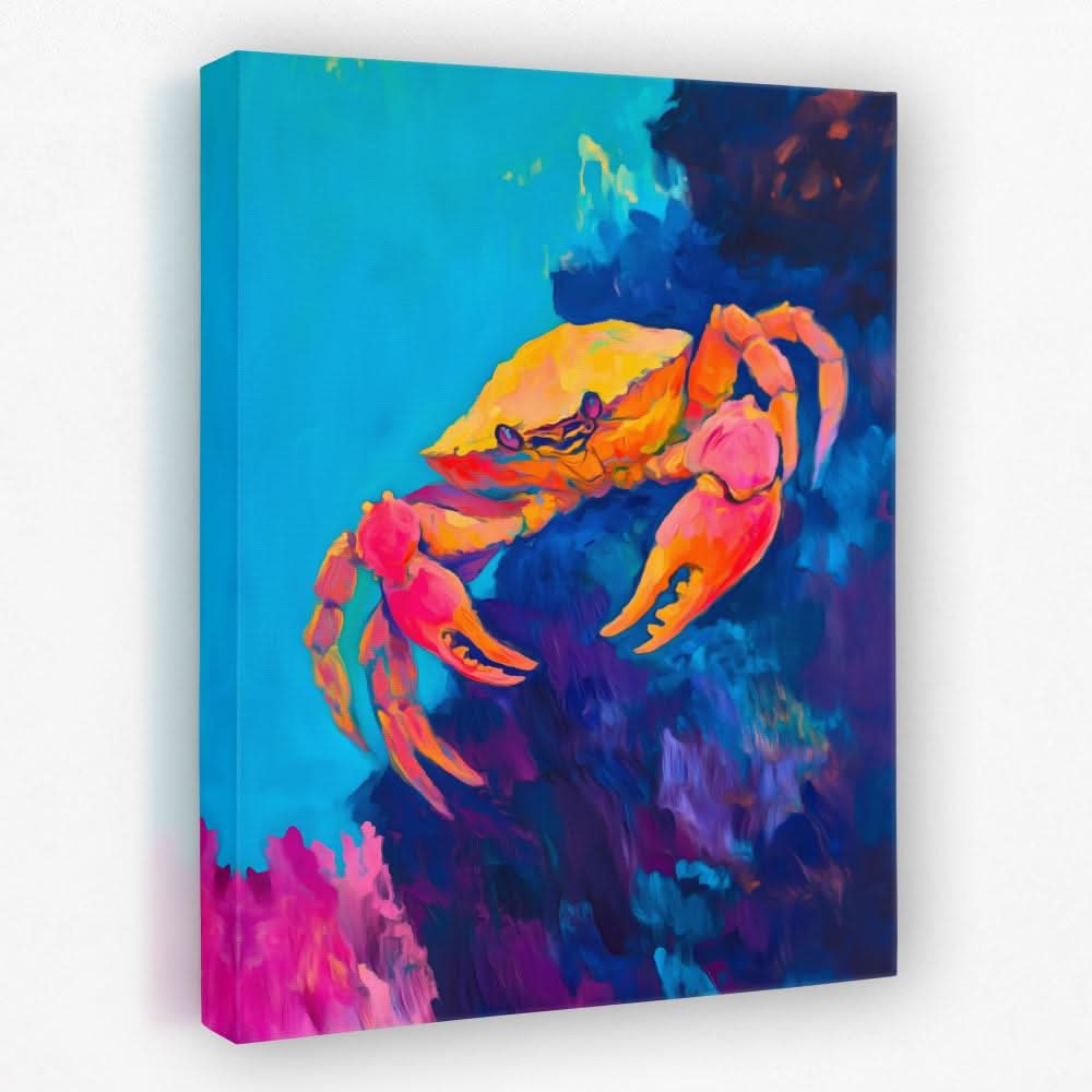 Sunlit Coral Crab - Beach House Canvas Wall Art