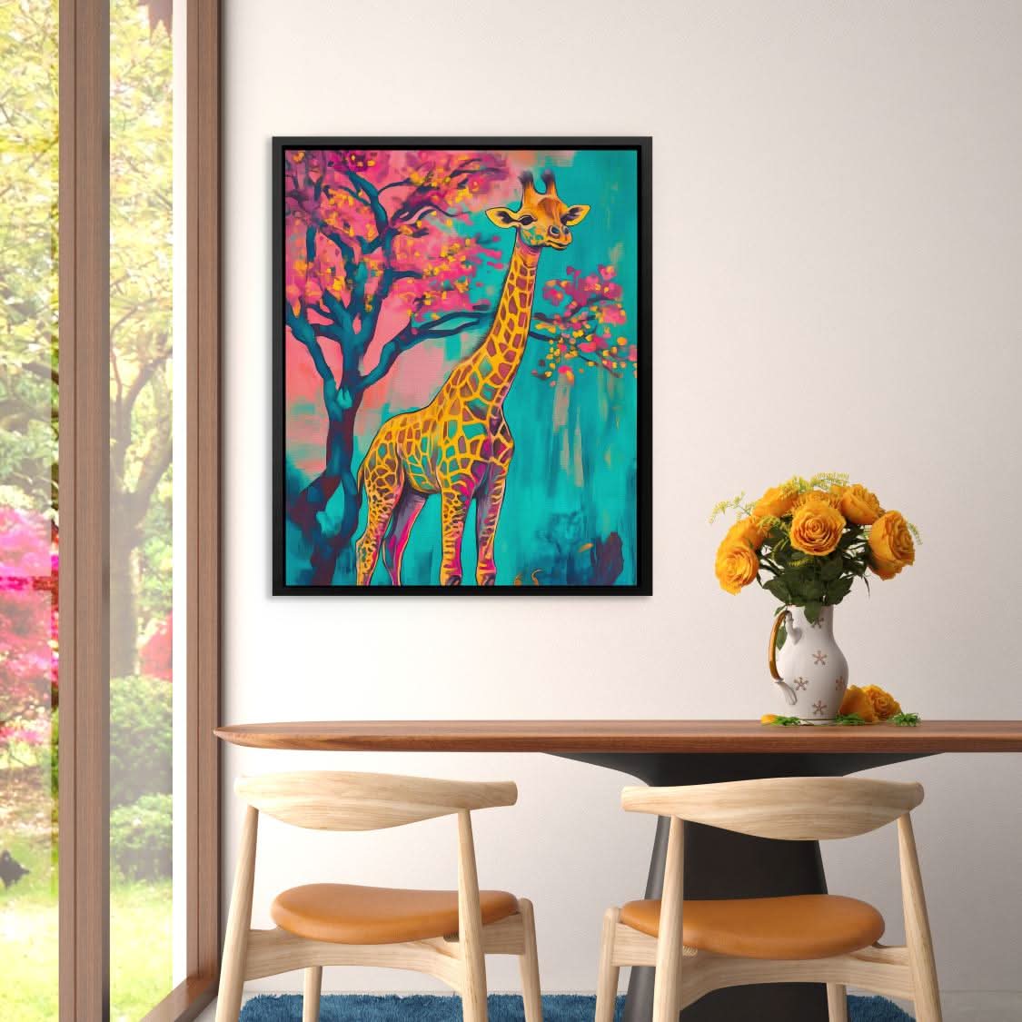 Sunlit Giraffe - Wall Art in Black Frame