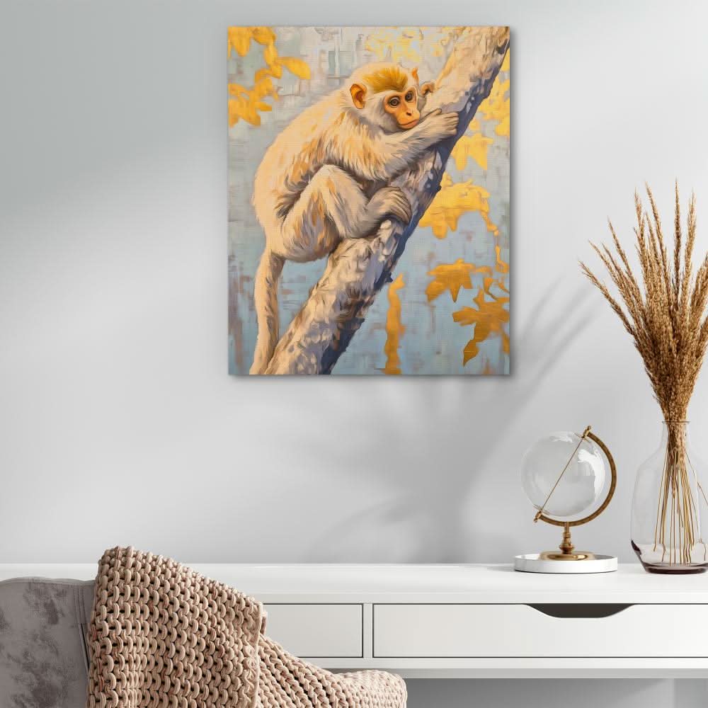 Sunlit Mischief - Monkey Wall Art in Black Frame