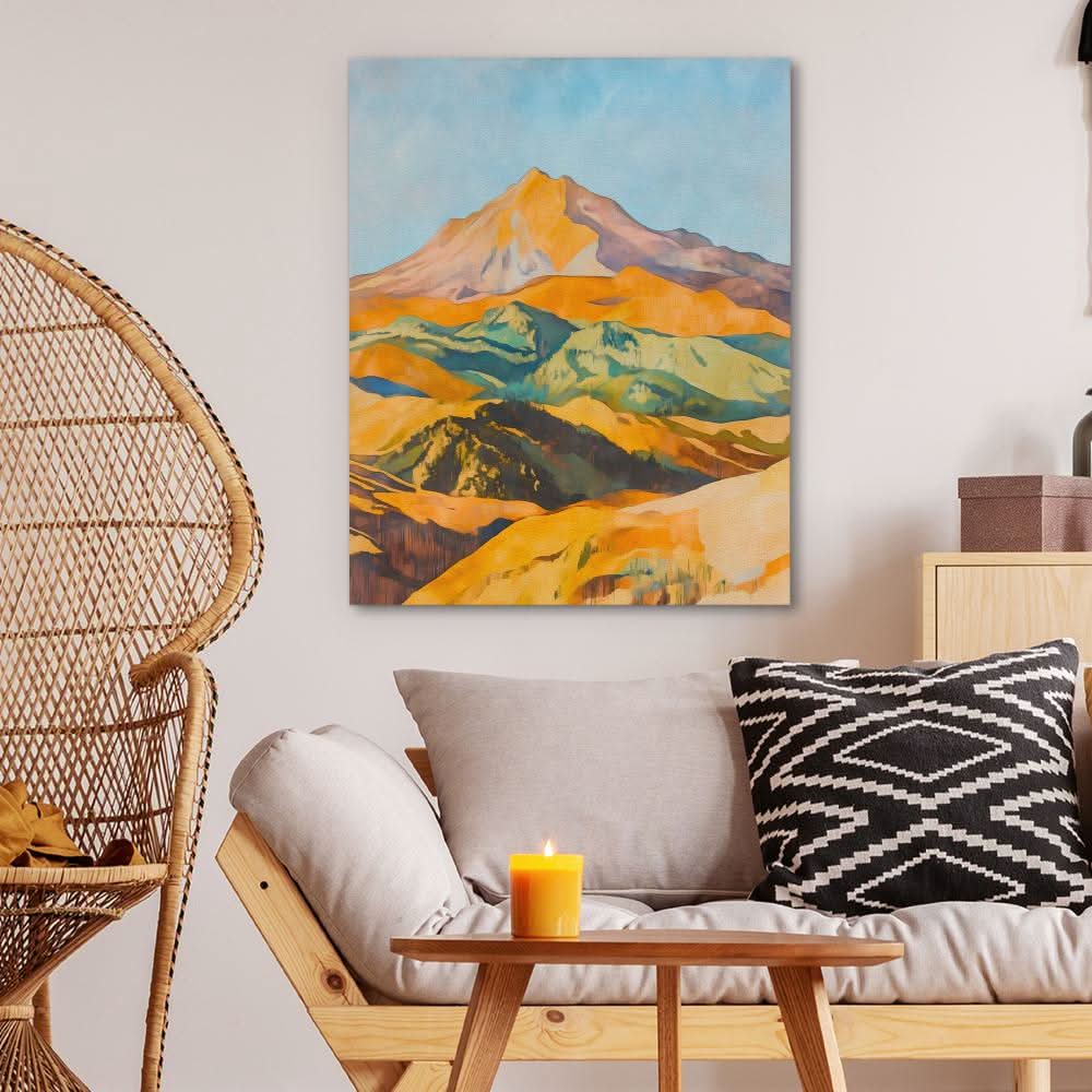 Sunlit Mountain Range - Earth Tones Mountain Canvas Print
