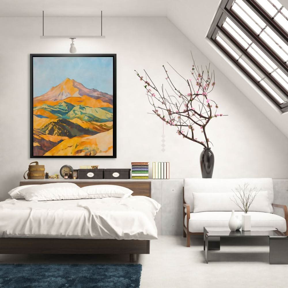 Sunlit Mountain Range - Earth Tones Canvas Wall Art