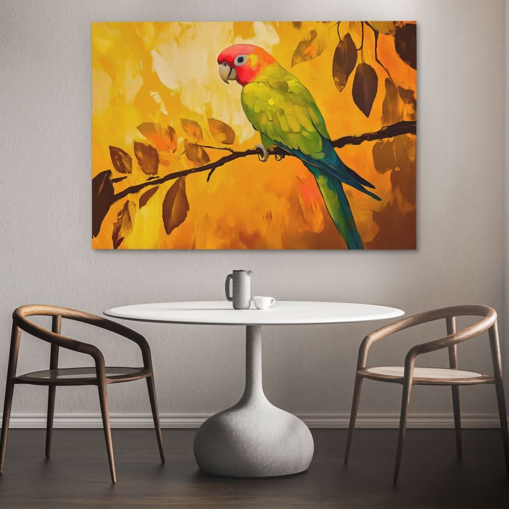 Sunlit Parrot - Bird Art for Hallway