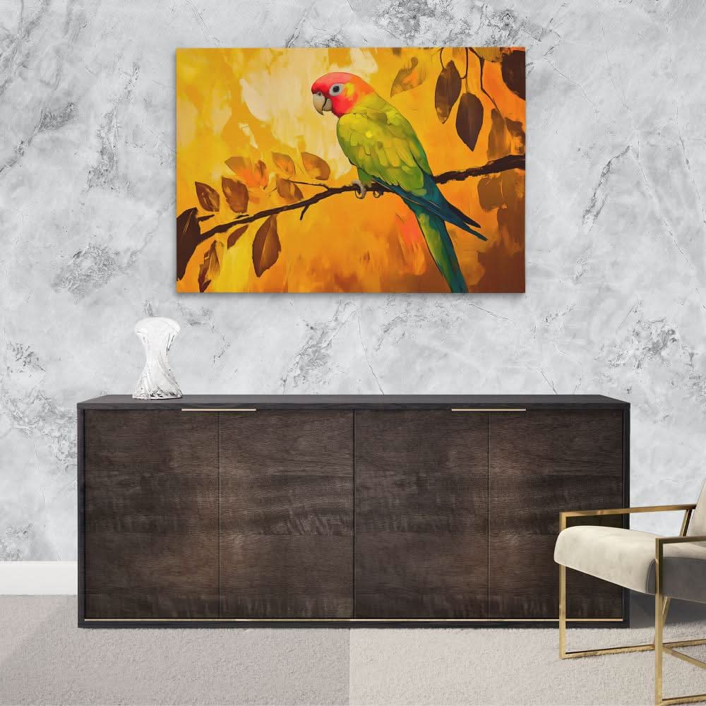 Sunlit Parrot - Colorful Canvas Wall Art