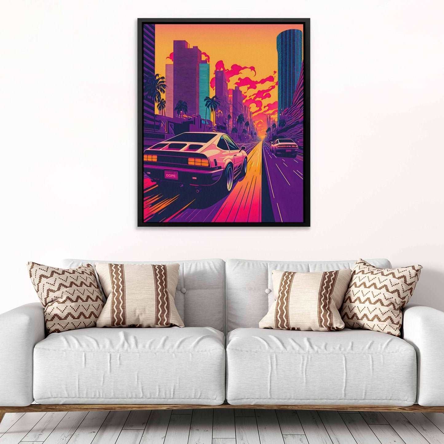 Sunset Car Chase - Luxury Wall Art