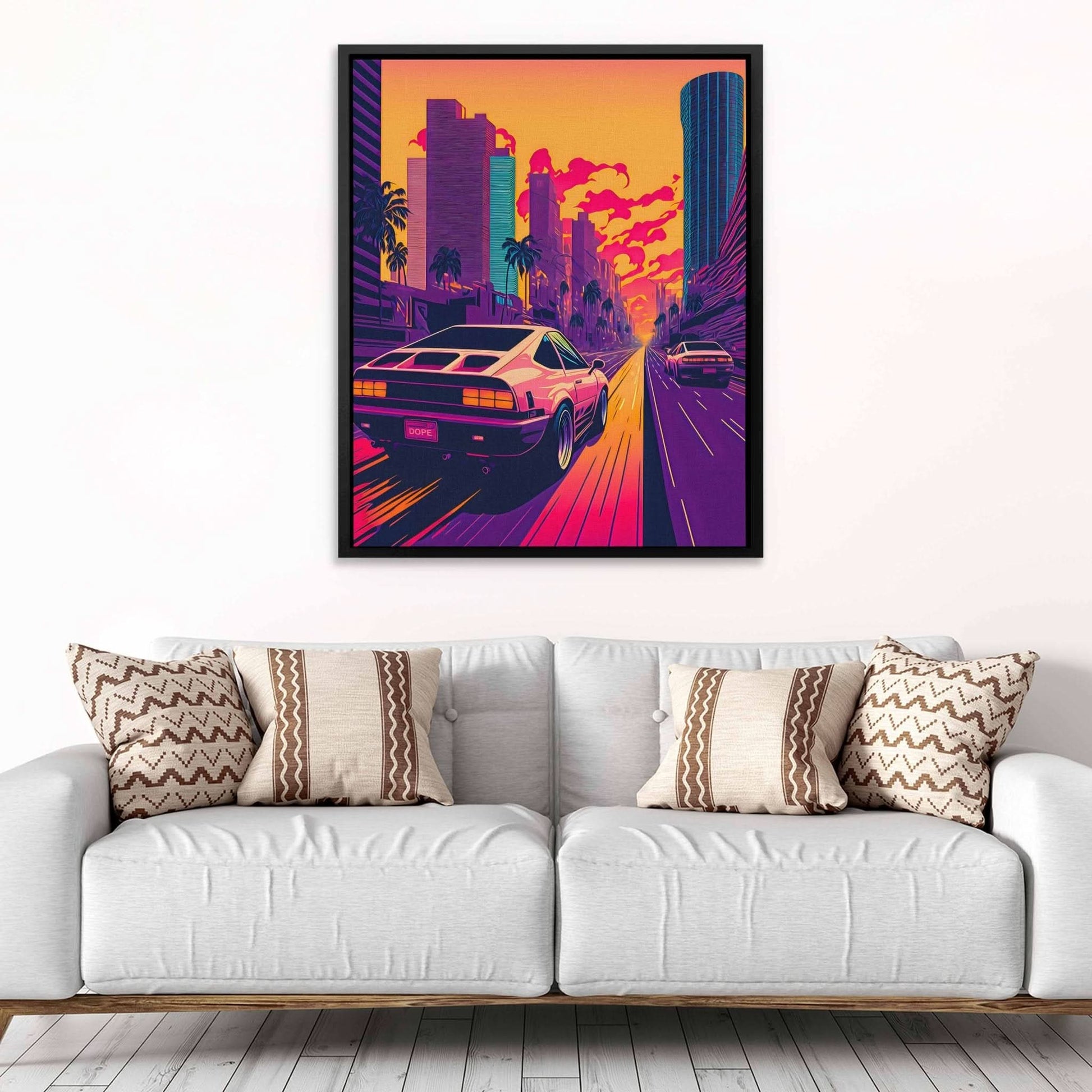 Sunset Car Chase - Luxury Wall Art