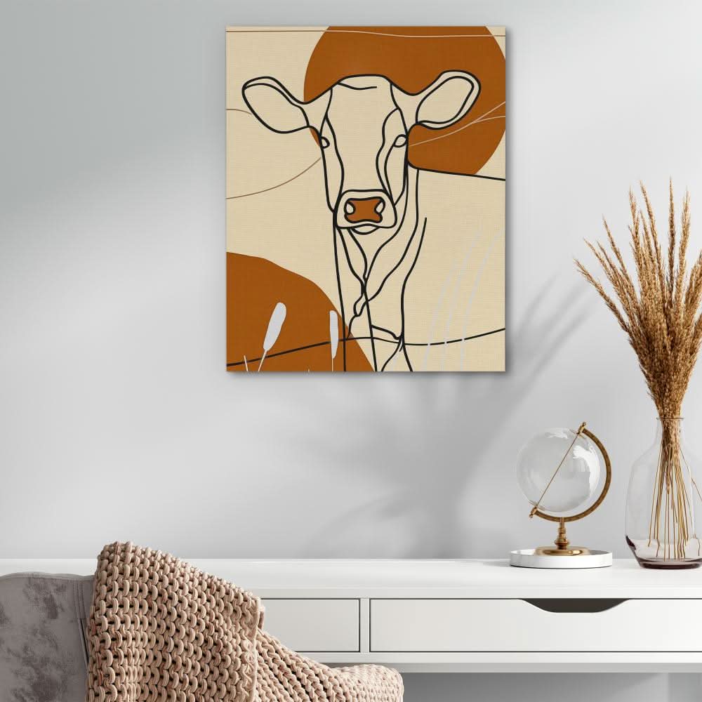 Sunset Cow - Country and Farm Wall Art in Black Frame