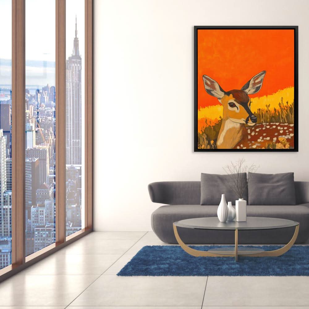 Sunset Deer Gaze - Large Canvas Print