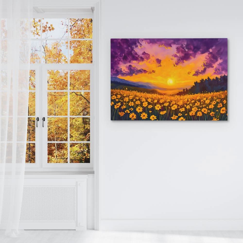 Sunset Field of Gold - Floral Art for Hallway