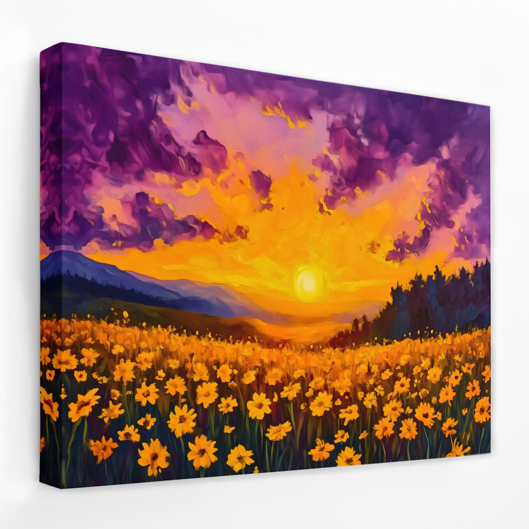 Sunset Field of Gold - Floral Canvas Wall Art