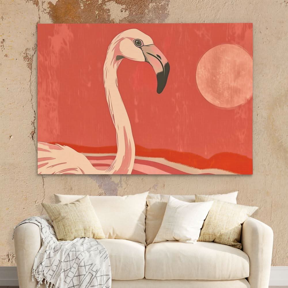 Sunset Flamingo - Large Modern Canvas Print