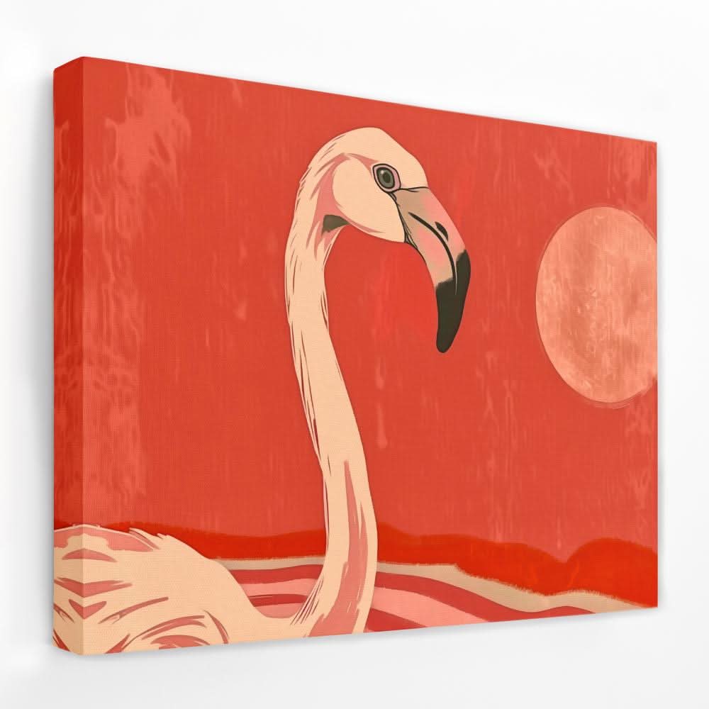 Sunset Flamingo - Beach Canvas Wall Art