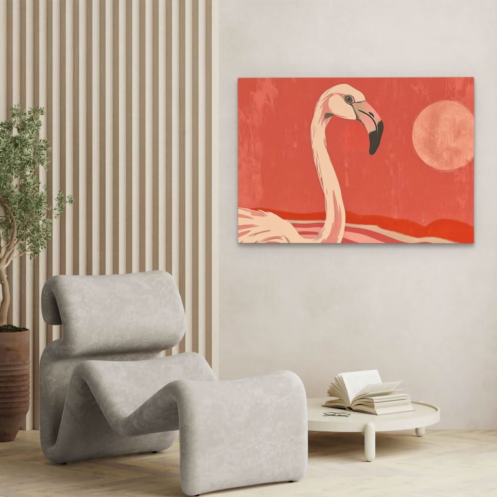 Sunset Flamingo - Pink Wall Art for Home Office