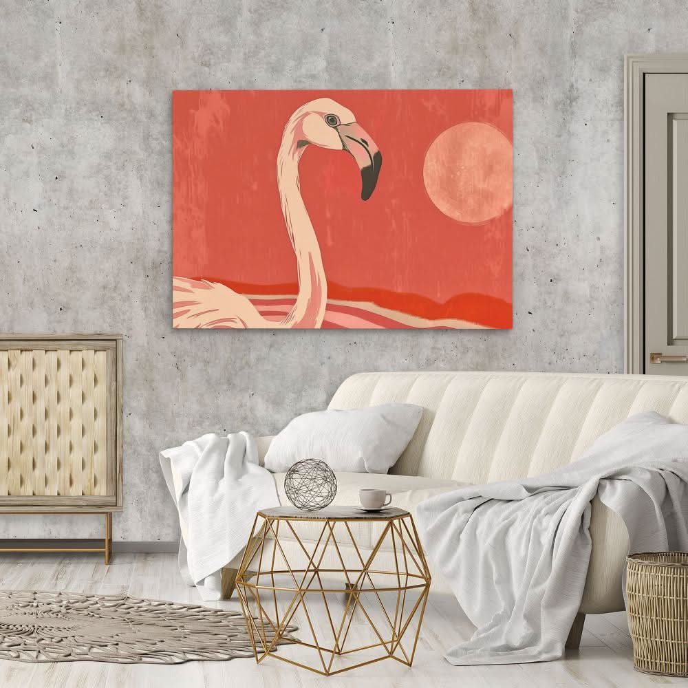 Sunset Flamingo - Modern Pink Canvas Wall Art