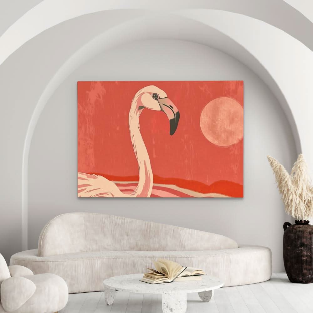 Sunset Flamingo - Pink Bird Canvas Print