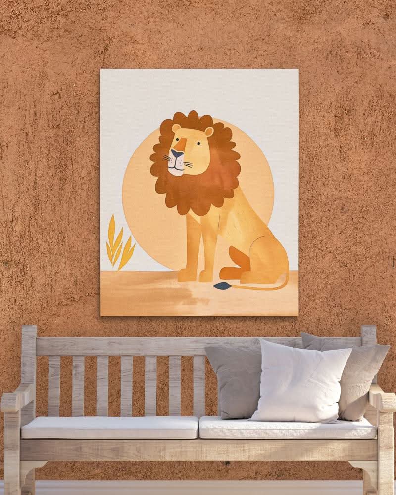 Sunset Lion - Large Minimalist Canvas Print