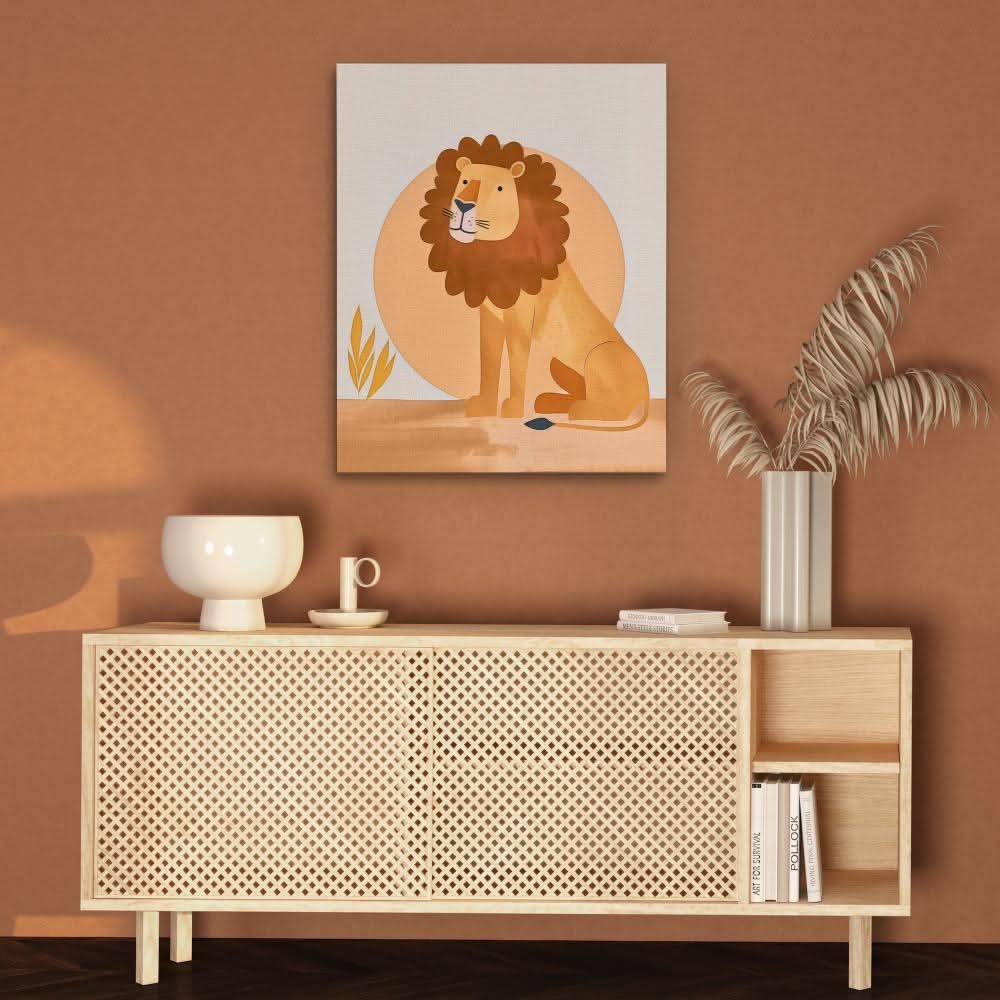 Sunset Lion - Beige Lion Canvas Print