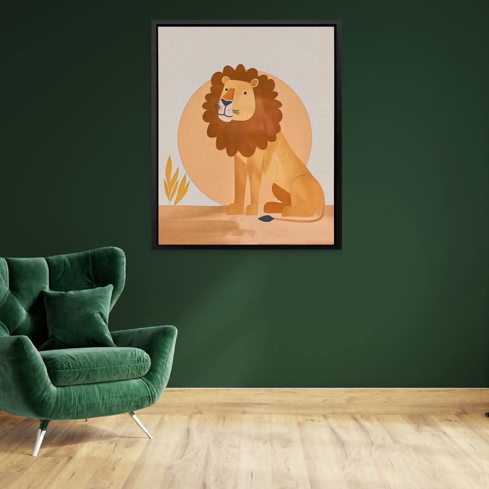 Sunset Lion - Simple Brown Canvas Wall Art