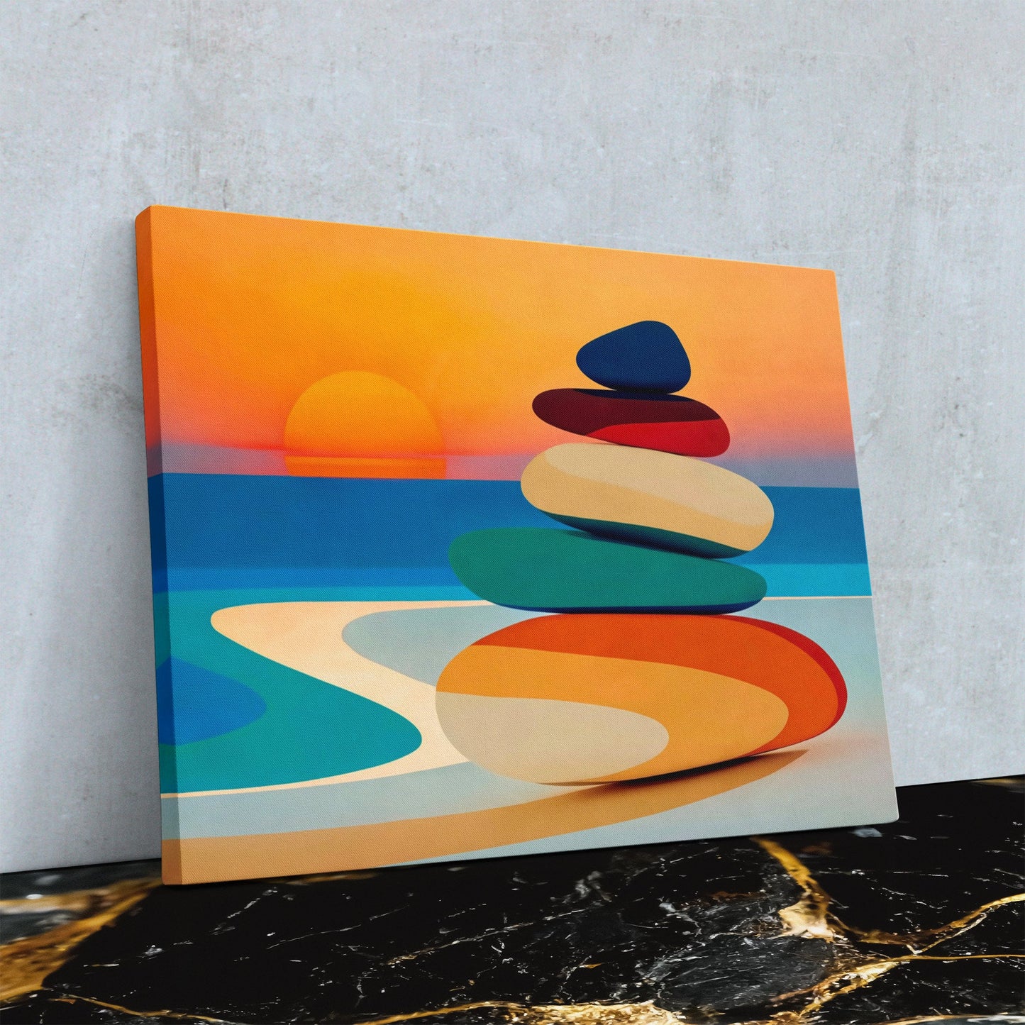 Sunset Stone Balance - Luxury Wall Art