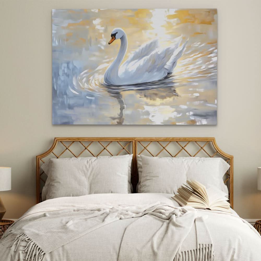 Sunset Swan - Large Canvas Print