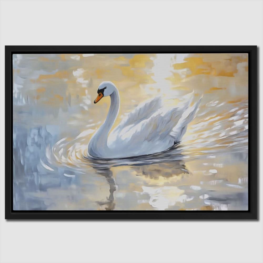 Sunset Swan - Gold Nature Canvas Print