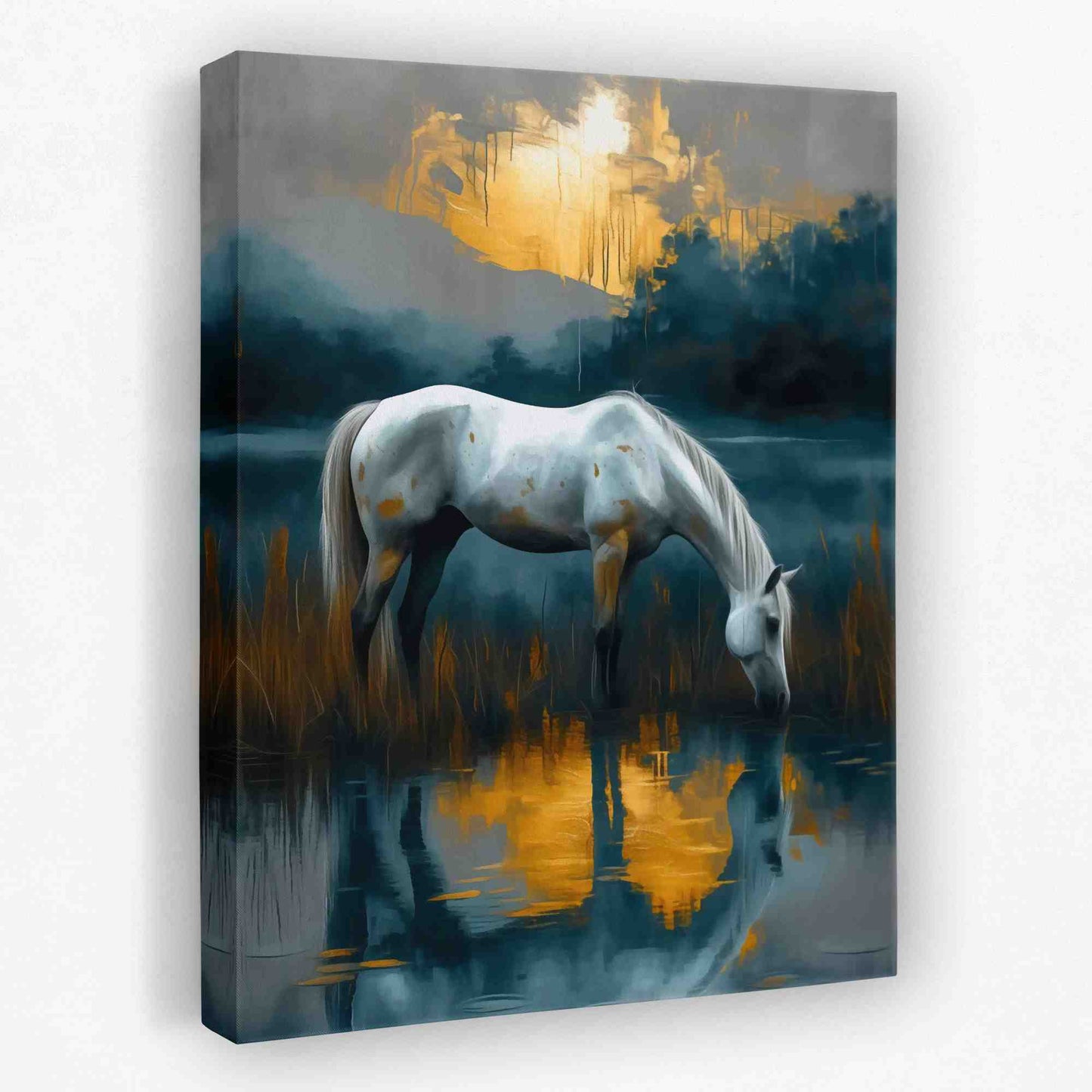 Sunset Thirst - Animals Canvas Wall Art