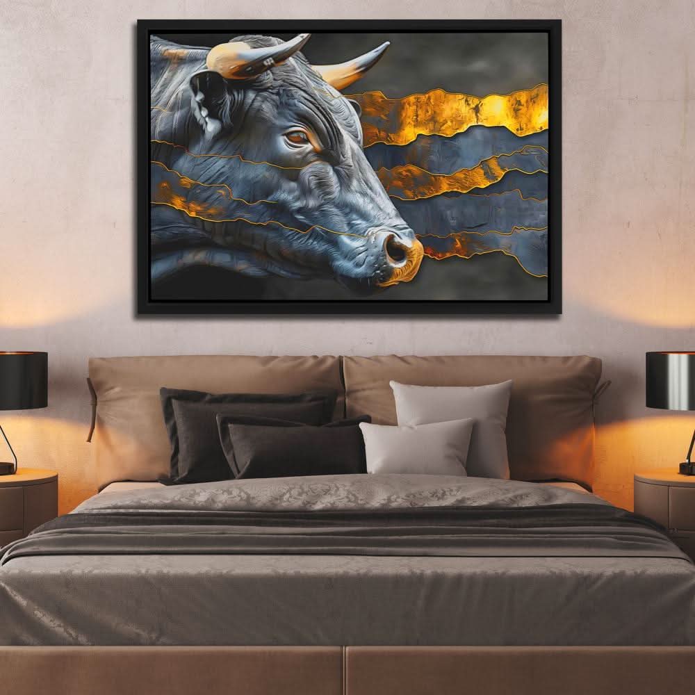 Surging Horns - Black and Gold Wall Art for Office
