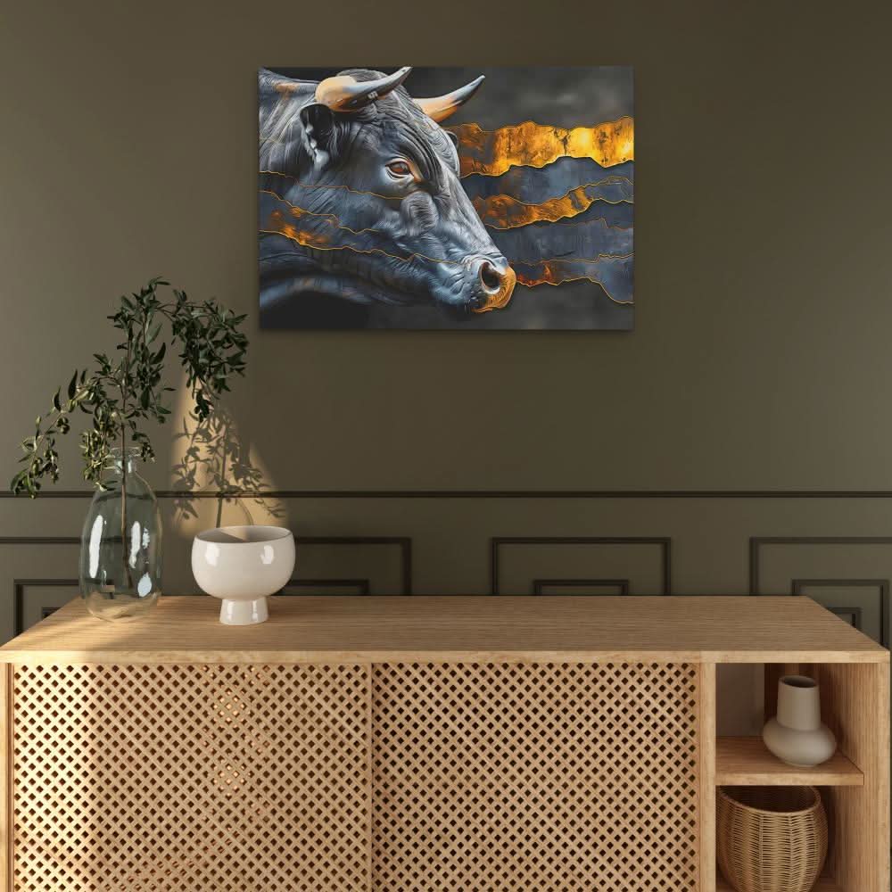 Surging Horns - Black and Gold Canvas Wall Art