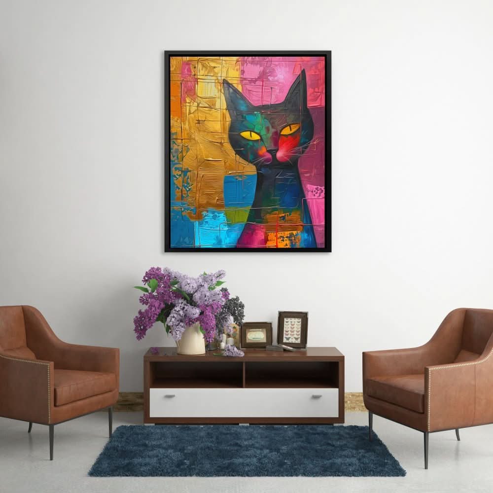 Surreal Black Cat - Cat Art for Bedroom