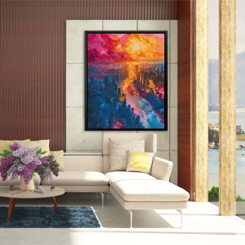 Surreal Cityscape - Colorful Urban Canvas Print