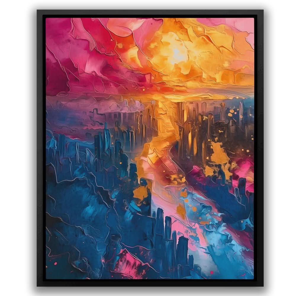 Surreal Cityscape - Maximalist Pink Canvas Wall Art